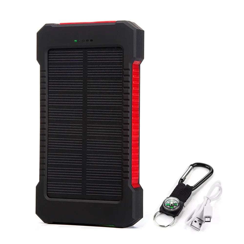 "Solar Power Bank - 10000mAh External Battery with Fast Charging and Waterproof Design"