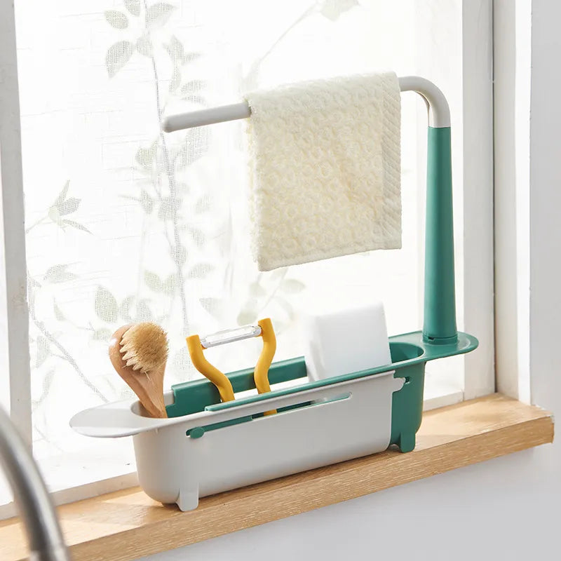 Telescopic Sink Shelf Kitchen Sinks Organizer Soap Sponge
