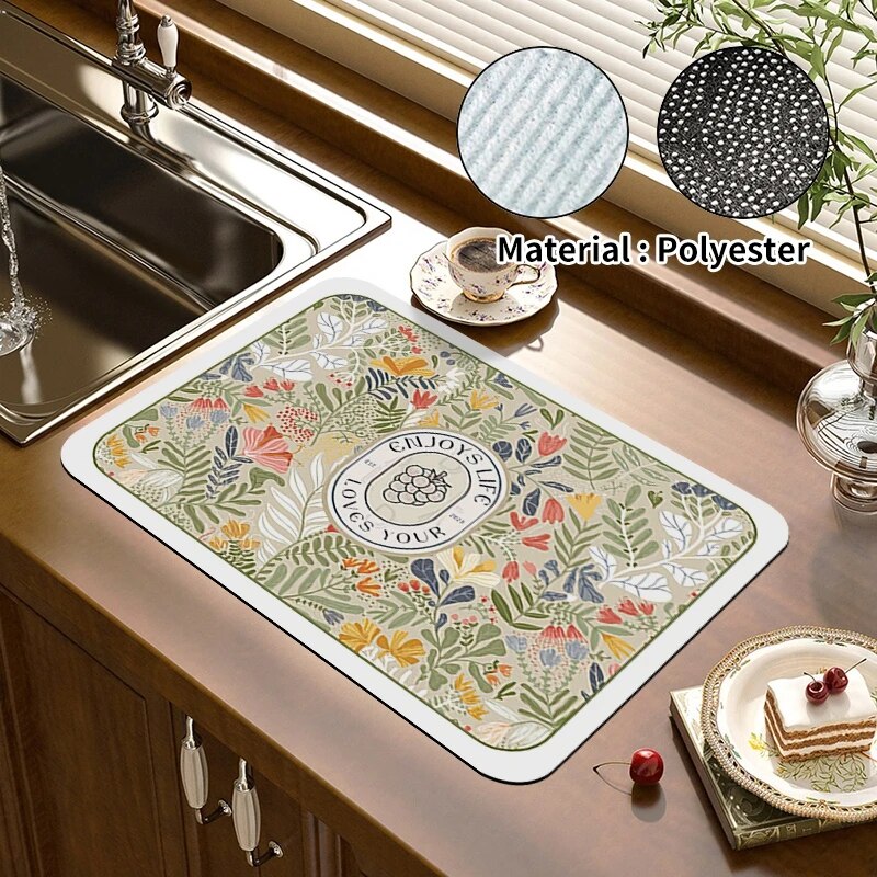 Printed Dish Drying Mat Super Absorbent