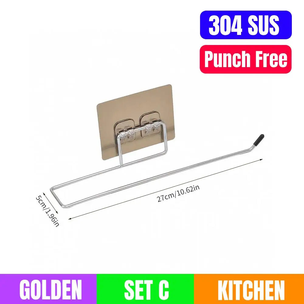 Punch-free Paper Towel Holder Stainless Steel Kitchen