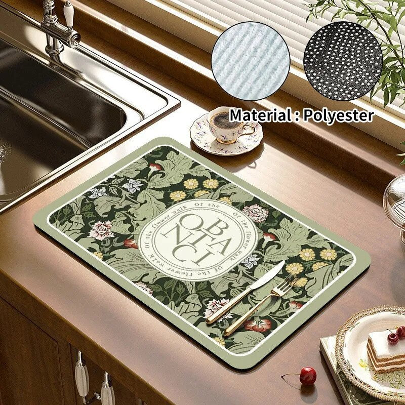 Printed Dish Drying Mat Super Absorbent