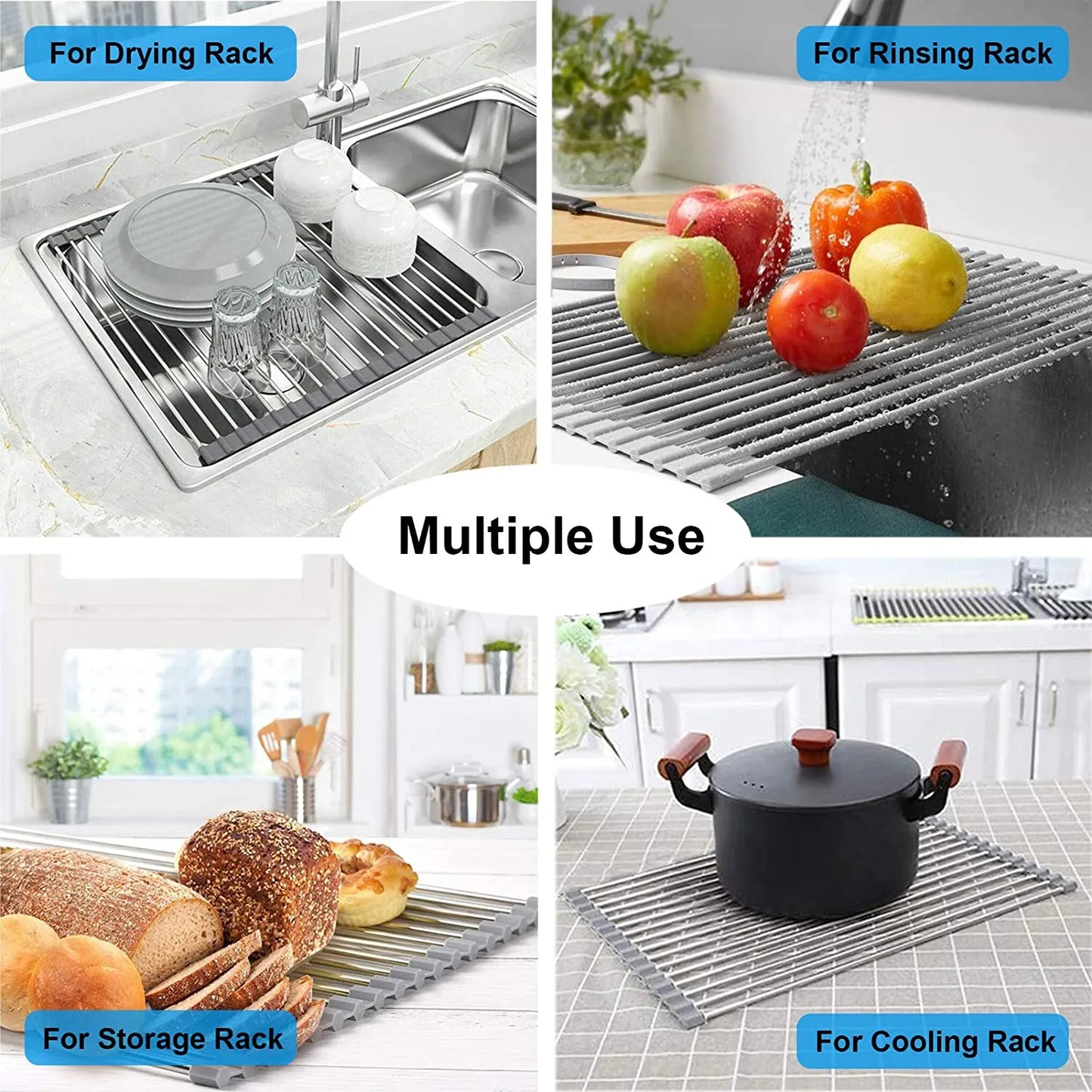 Foldable Stainless Steel Dish Drainer Roll