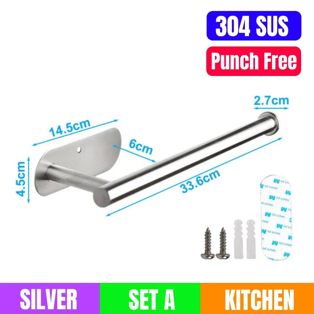 Punch-free Paper Towel Holder Stainless Steel Kitchen