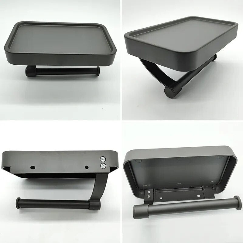 Aluminum Alloy Toilet Paper Holder Shelf With Tray Bathroom Accessories