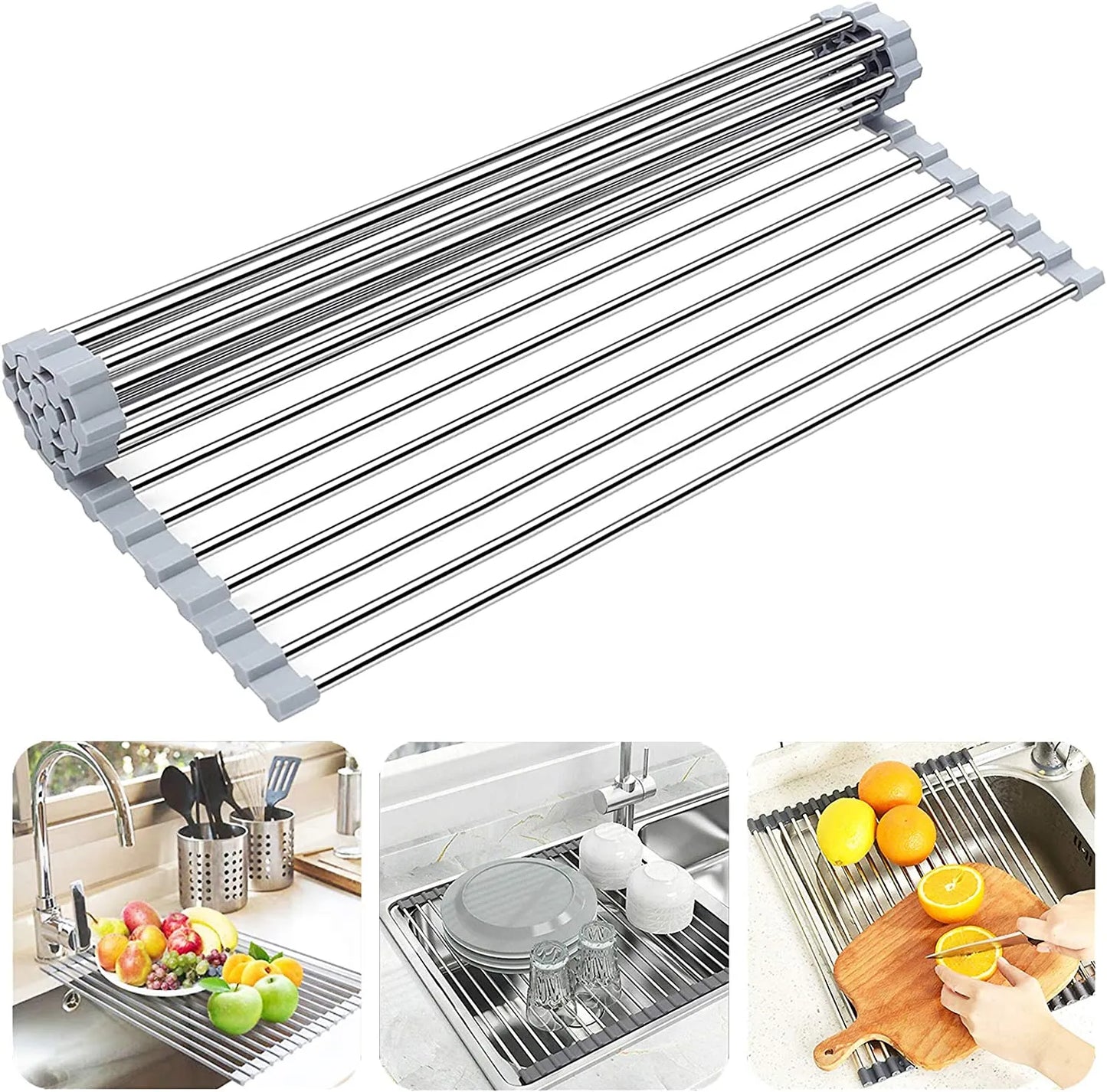 Foldable Stainless Steel Dish Drainer Roll