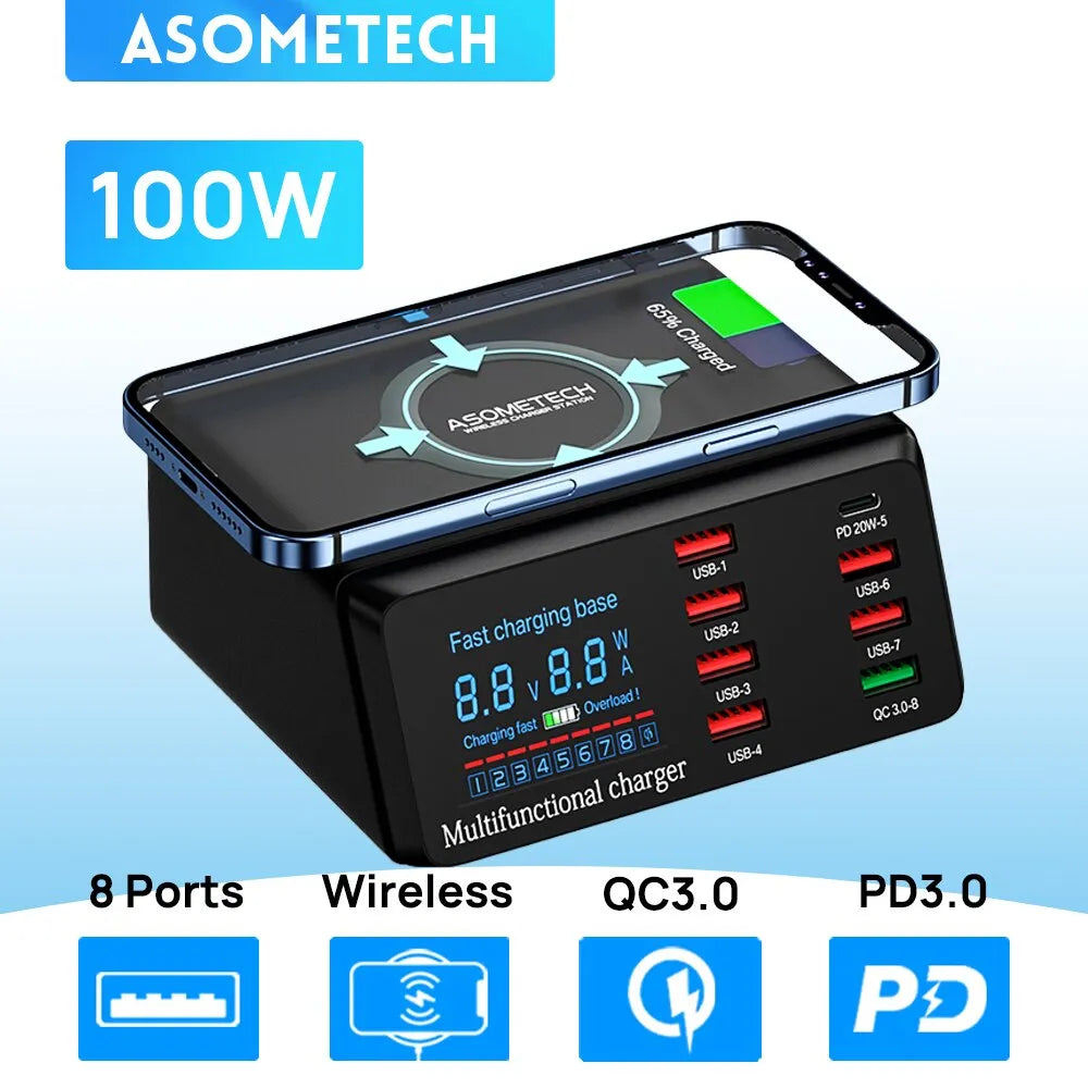 100W 8 Ports USB Charger Station