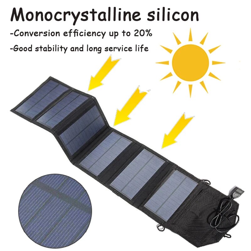 "Foldable Solar Cells Charger - Portable and Waterproof Solar Panels for Phone Charging"