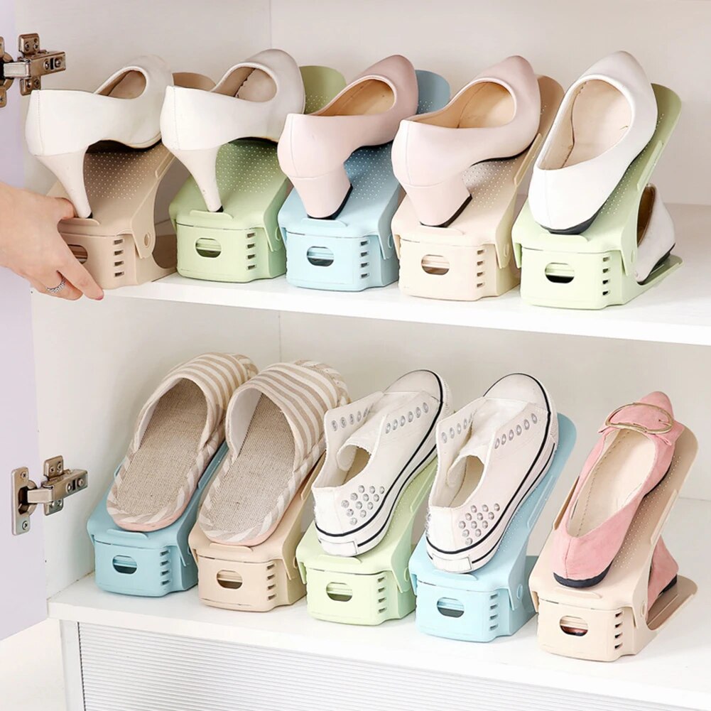 adjustable shoe organizer footwear support slot space saving