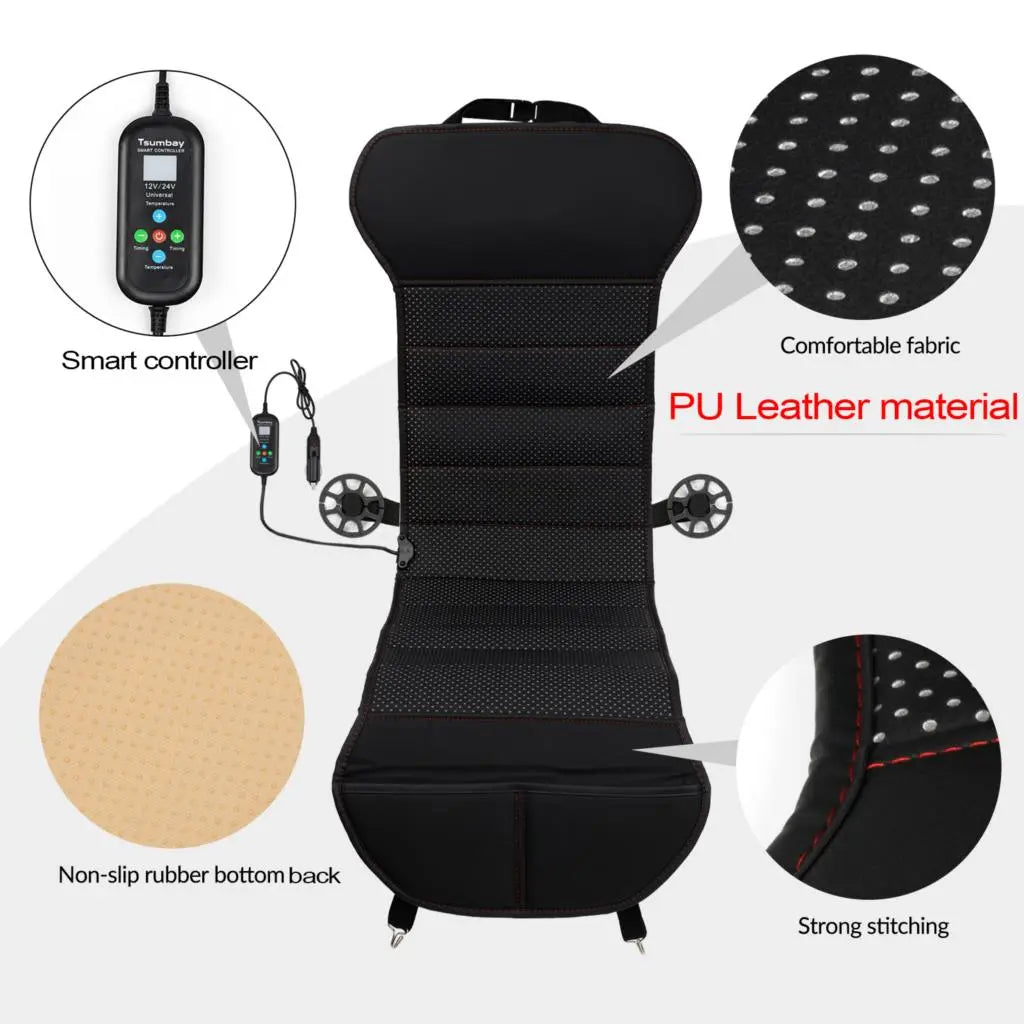 Car Leather Heated Front Seat Cover