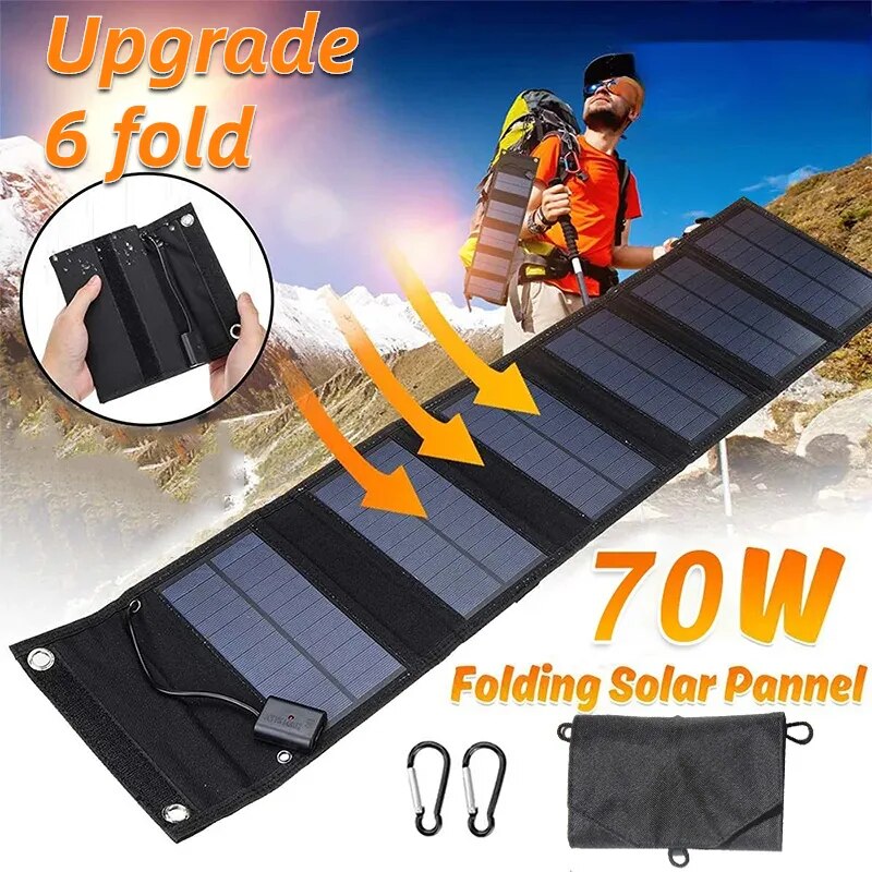 "Foldable Solar Cells Charger - Portable and Waterproof Solar Panels for Phone Charging"