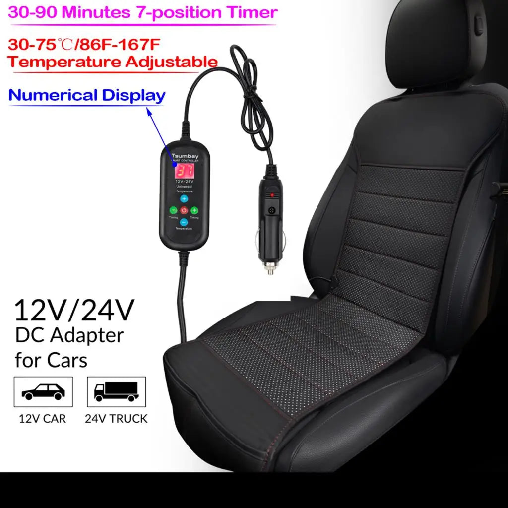 Car Leather Heated Front Seat Cover