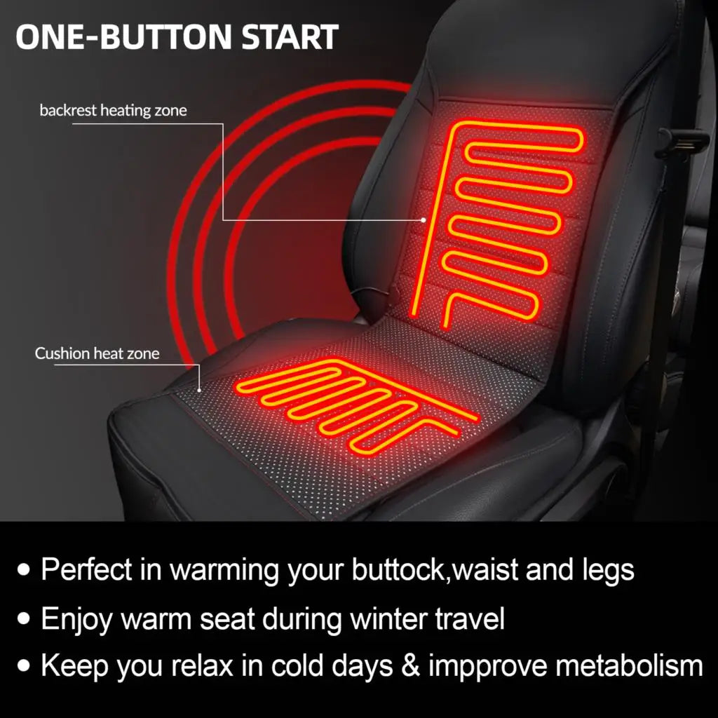 Car Leather Heated Front Seat Cover