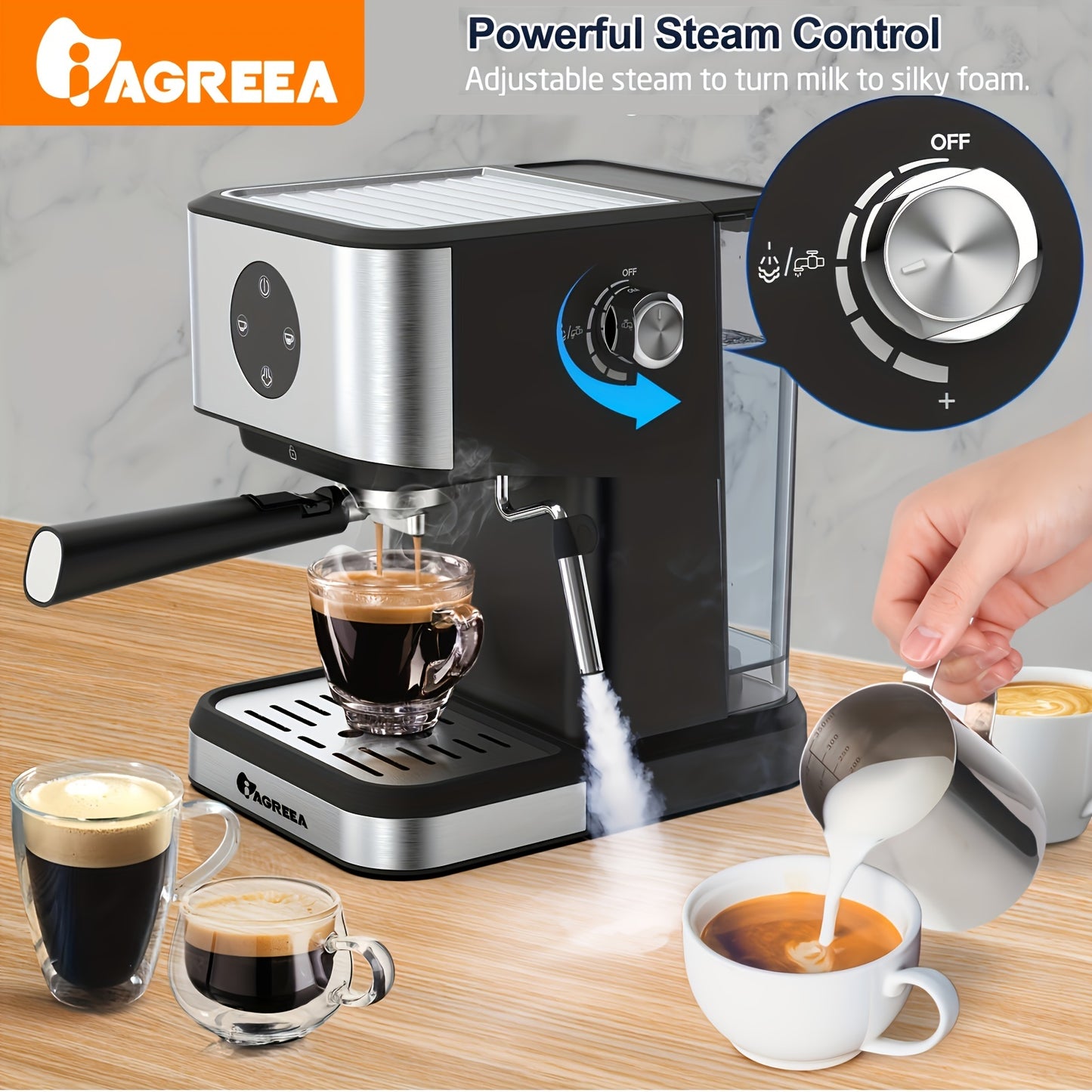 Italian Espresso Machine, 20Bar, 1.5L/50oz