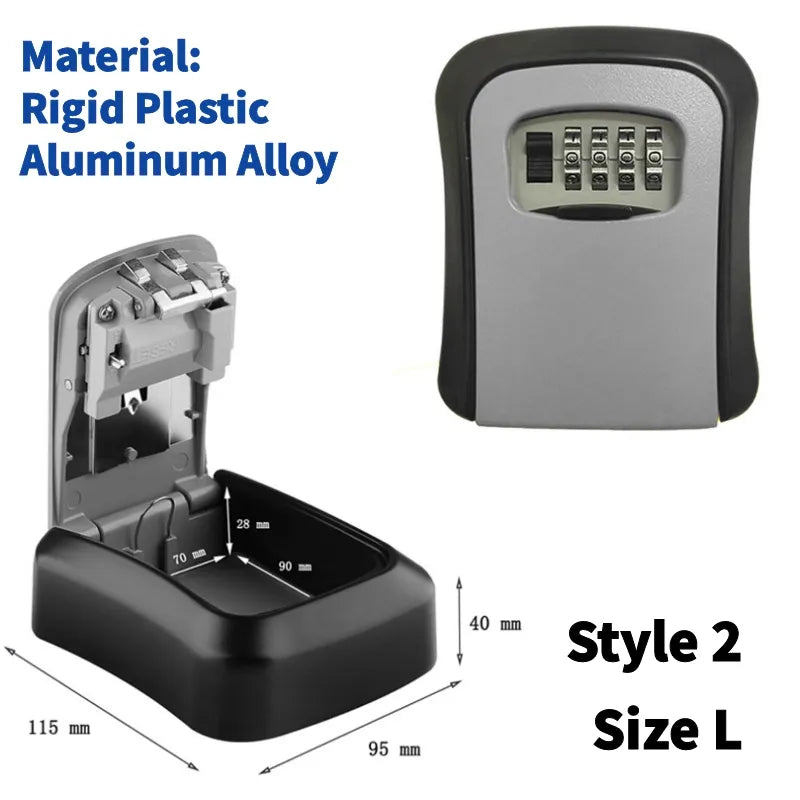 Wall Mount Key Lock Box 4 Digit Password Code Security Lock