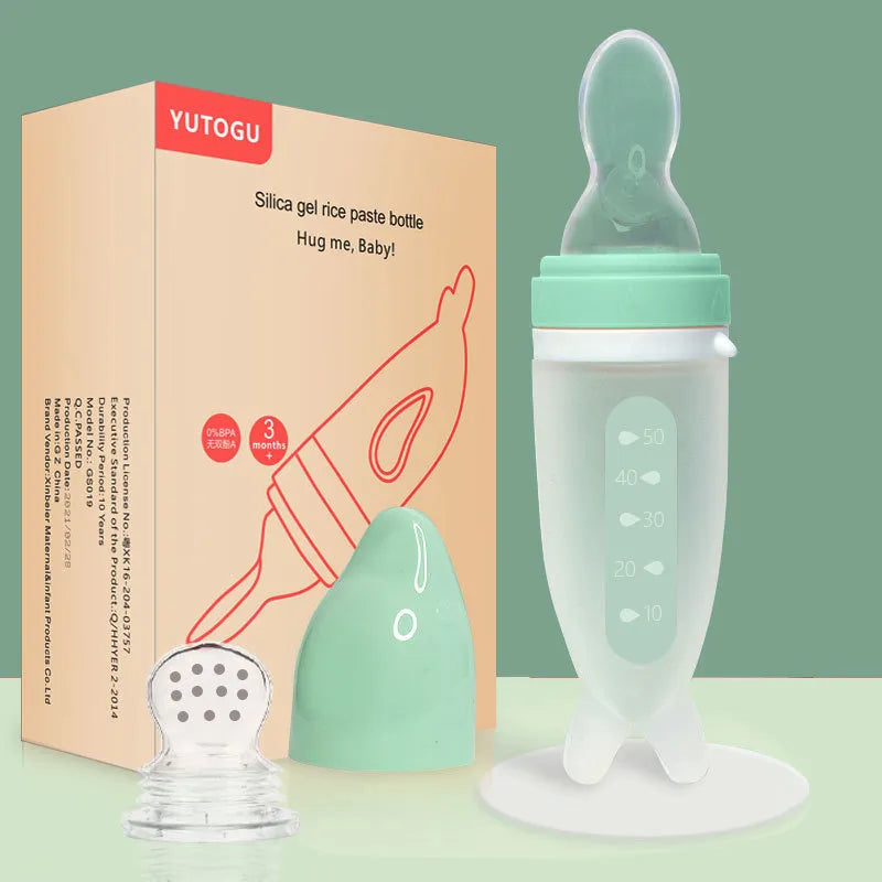 Baby Feeding Bottle Dolphin Silicone Rice Cereal Spoon