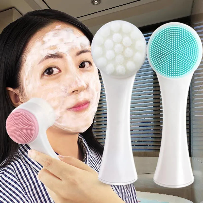 silica gel facial brush double sided facial cleanser blackhead removin