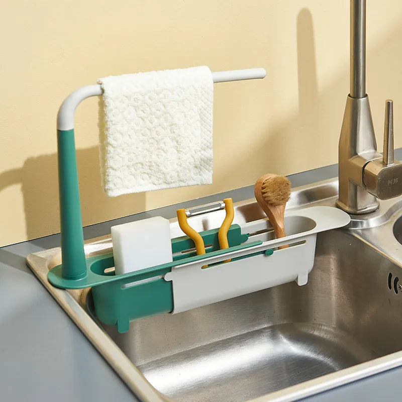 Telescopic Sink Shelf Kitchen Sinks Organizer Soap Sponge
