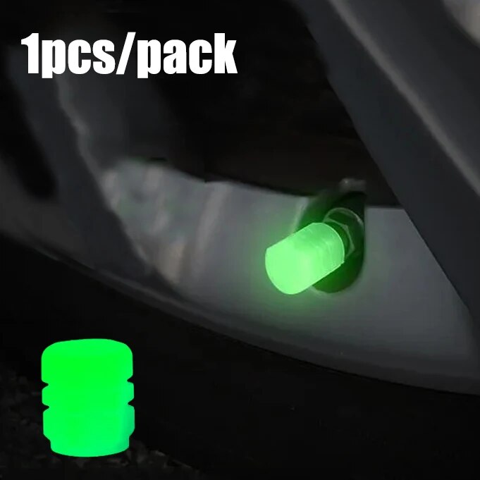 4pcs Luminous Valve Caps Fluorescent Night Glowing Caps Tire Decoration