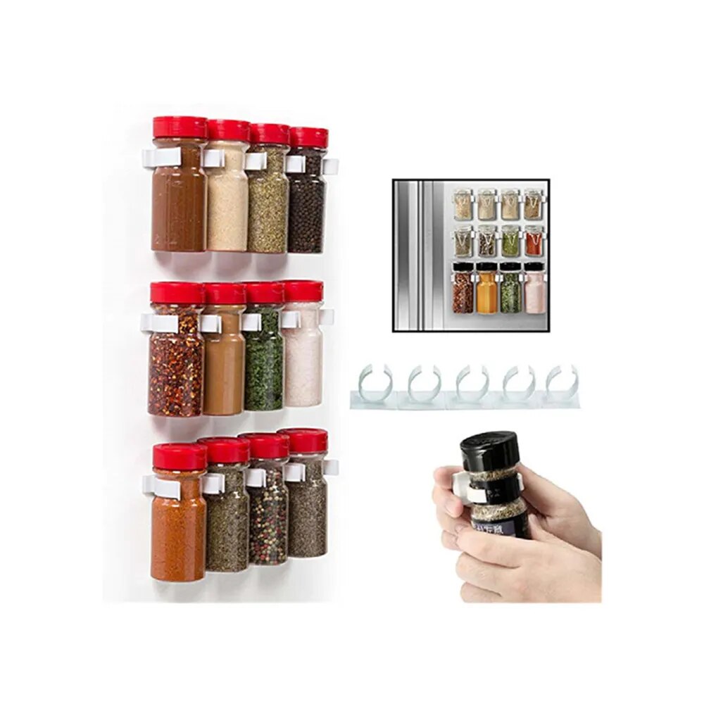 Kitchen Organizer Spice Bottle Rack Clips