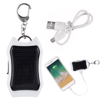 "Small Solar Charger - 1500mAh Battery, Keychain Charger for Cellphones, Tablets, and Electronics"