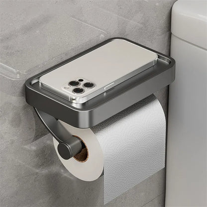 Aluminum Alloy Toilet Paper Holder Shelf With Tray Bathroom Accessories