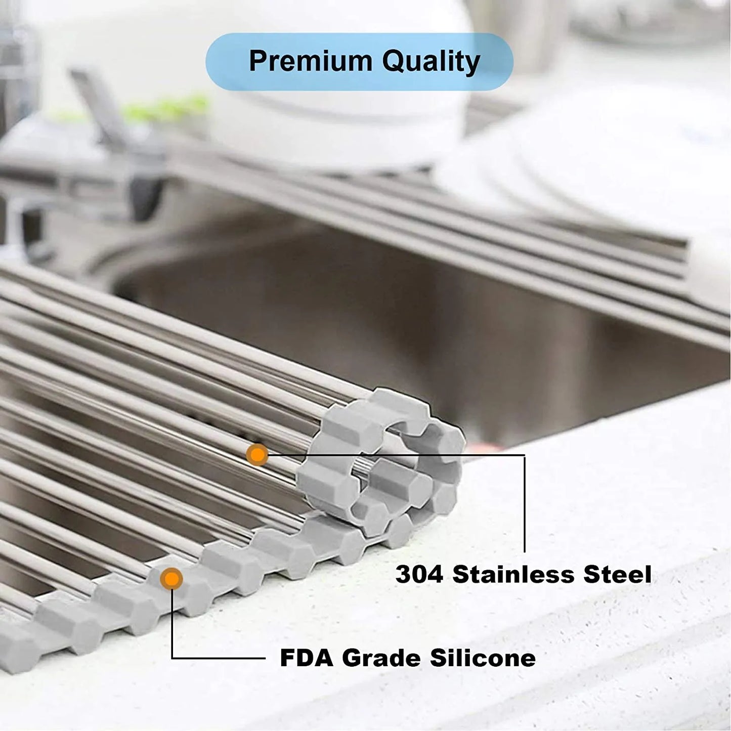 Foldable Stainless Steel Dish Drainer Roll