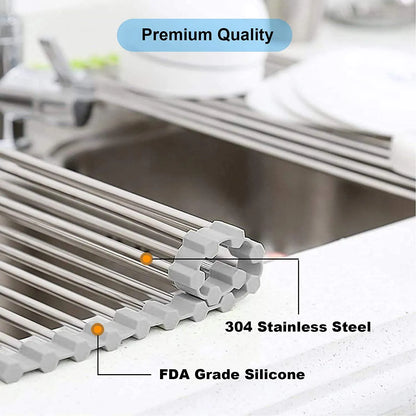 Foldable Stainless Steel Dish Drainer Roll