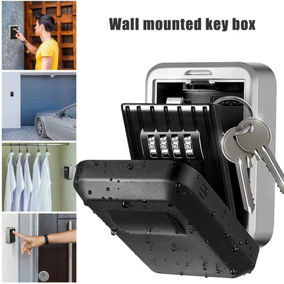 Wall Mount Key Lock Box 4 Digit Password Code Security Lock