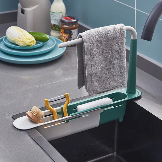 Telescopic Sink Shelf Kitchen Sinks Organizer Soap Sponge