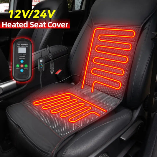 Car Leather Heated Front Seat Cover