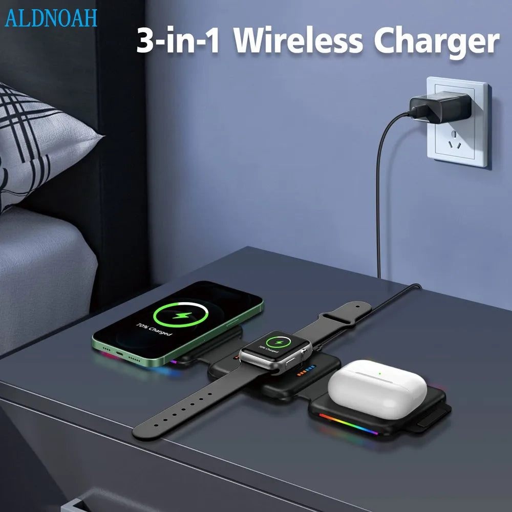 Foldable Magnetic Wireless Charger, Aluminum Alloy 3 in