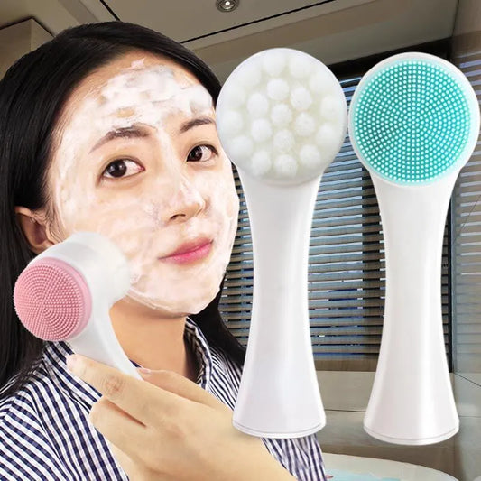 silica gel facial brush double sided facial cleanser blackhead removin